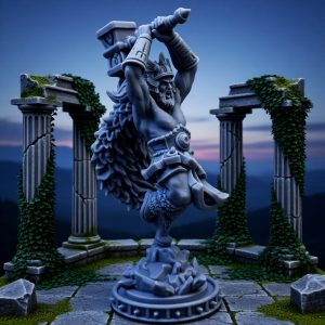 3D Figur aus Resin – Thor mit seinem Hammer - detailreiche Fantasy- & Wikinger-Figur ca. 20 cm hoch