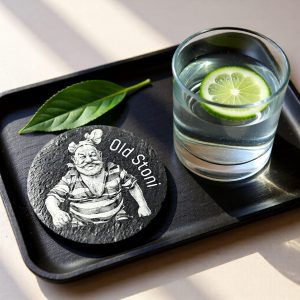 Personalisierbarer Schieferuntersetzer mit Gravur – Untersetzer aus echtem Schiefer mit Wunschtext & Wunschmotiv