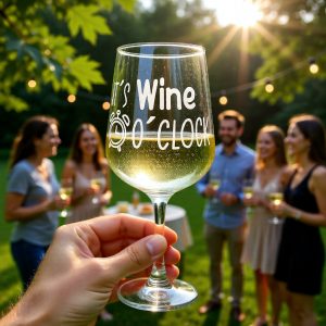 Weinglas mit Gravur – „It’s Wine O’Clock“