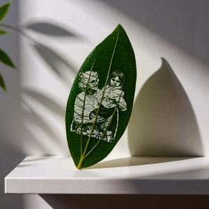 Blattgravur mit Foto – persönliches Bild auf echtem Blatt, optional im LED-Bilderrahmen